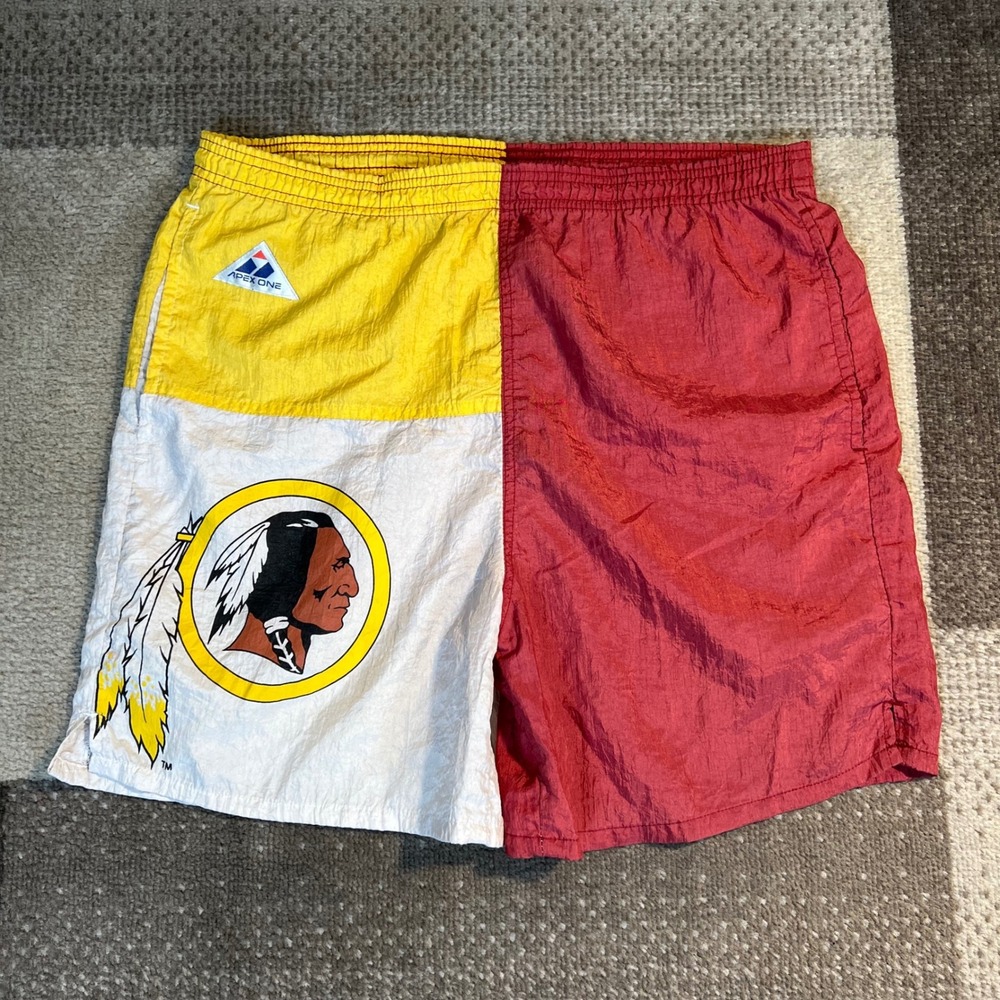 Vintage Apex One NFL Washington Redskins Nylon Shorts Mens Medium Colorblock 90s
